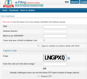 Link aadhaar with pan